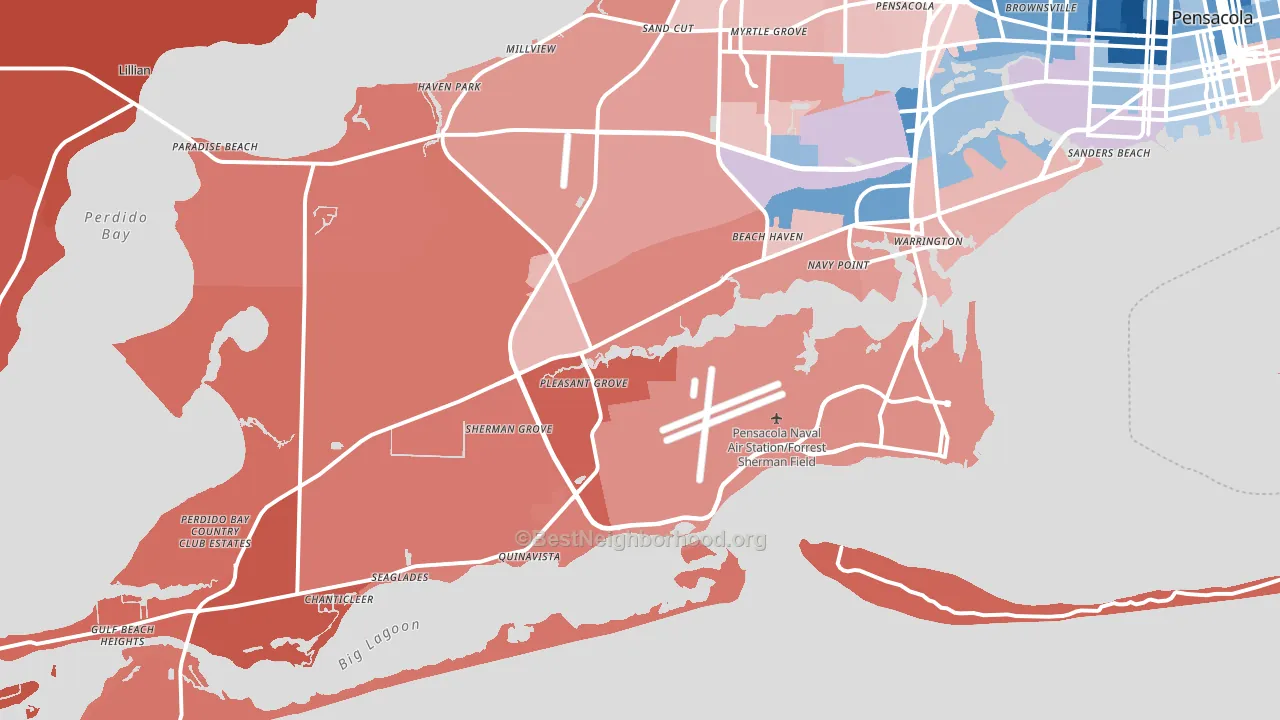 32507, FL block-group political-lean map