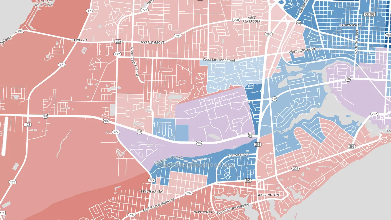 32511, FL block-group political-lean map