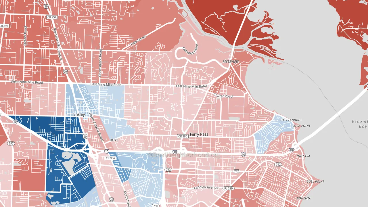 32514, FL block-group political-lean map