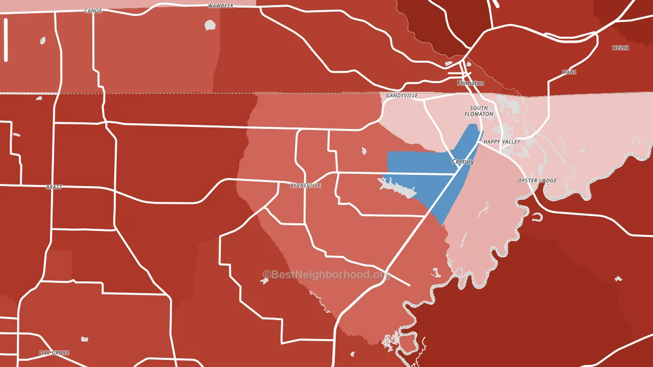 32535, FL block-group political-lean map