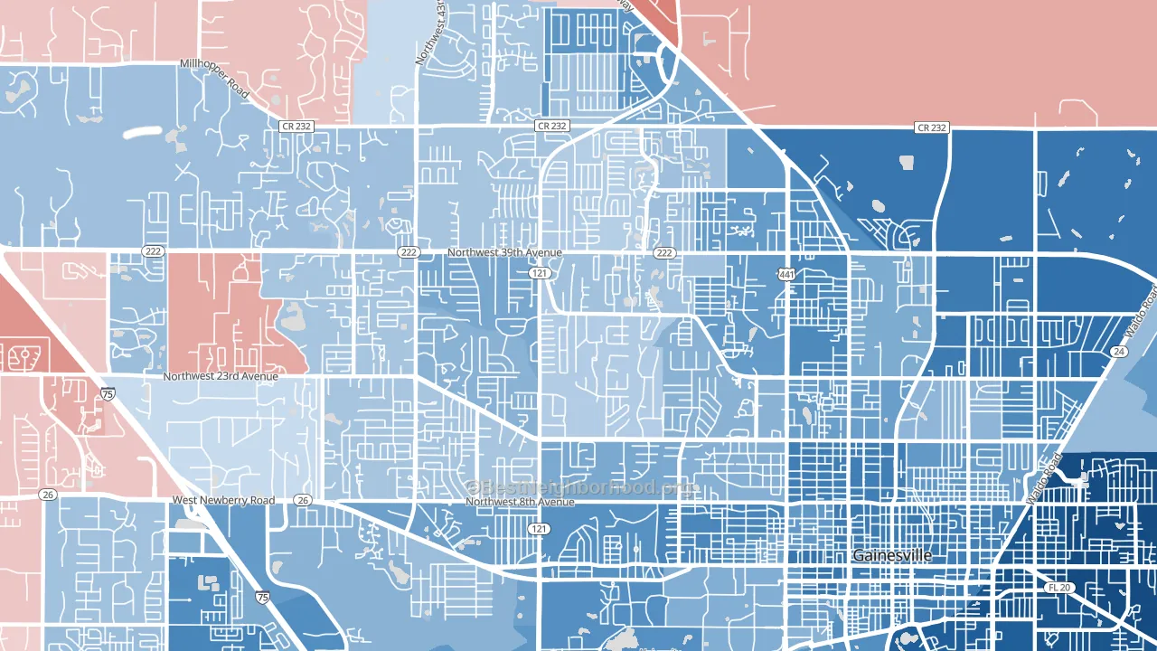 32605, FL block-group political-lean map