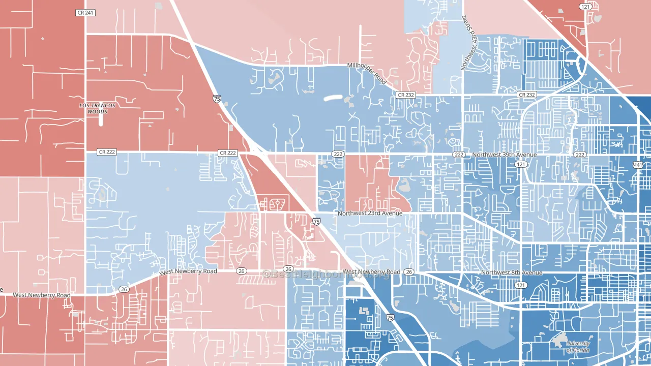 32606, FL block-group political-lean map