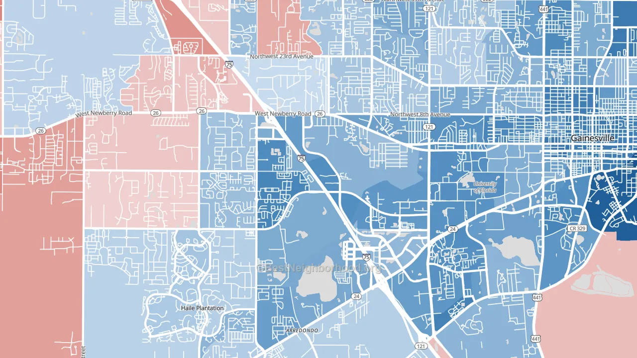 32607, FL block-group political-lean map