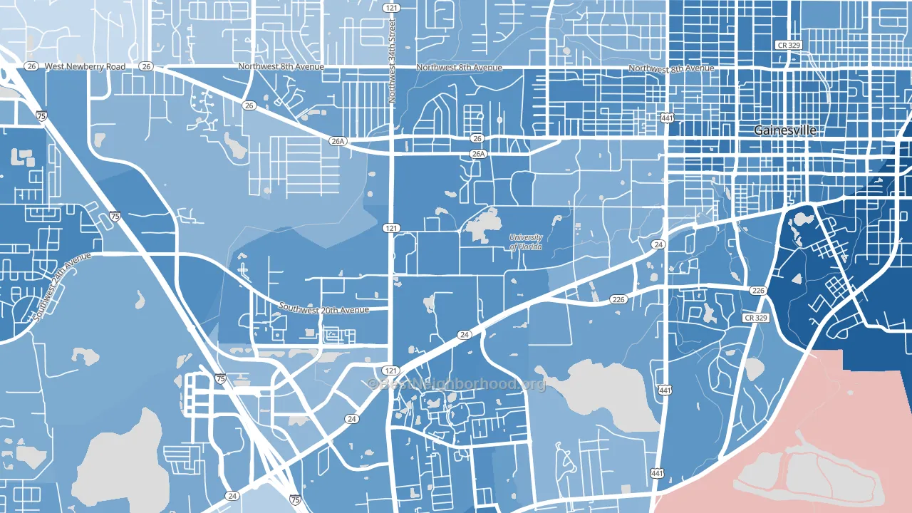 32611, FL block-group political-lean map