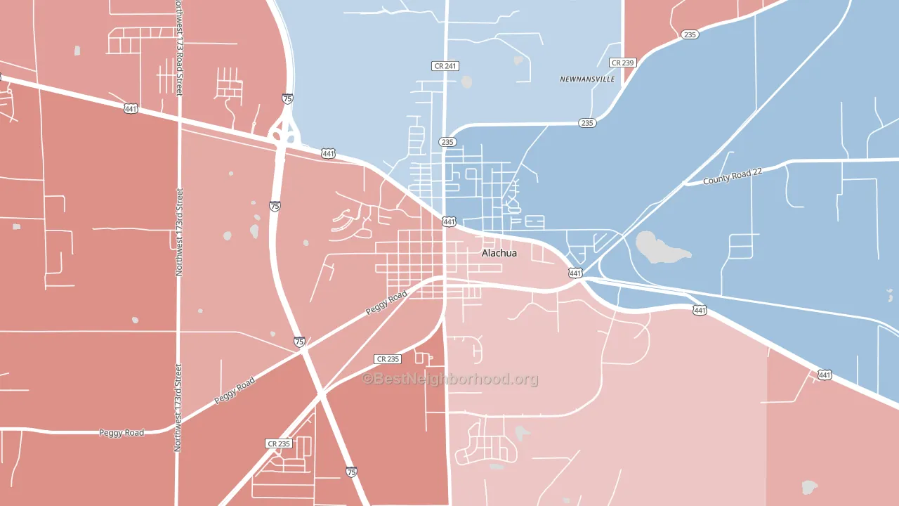 32616, FL block-group political-lean map