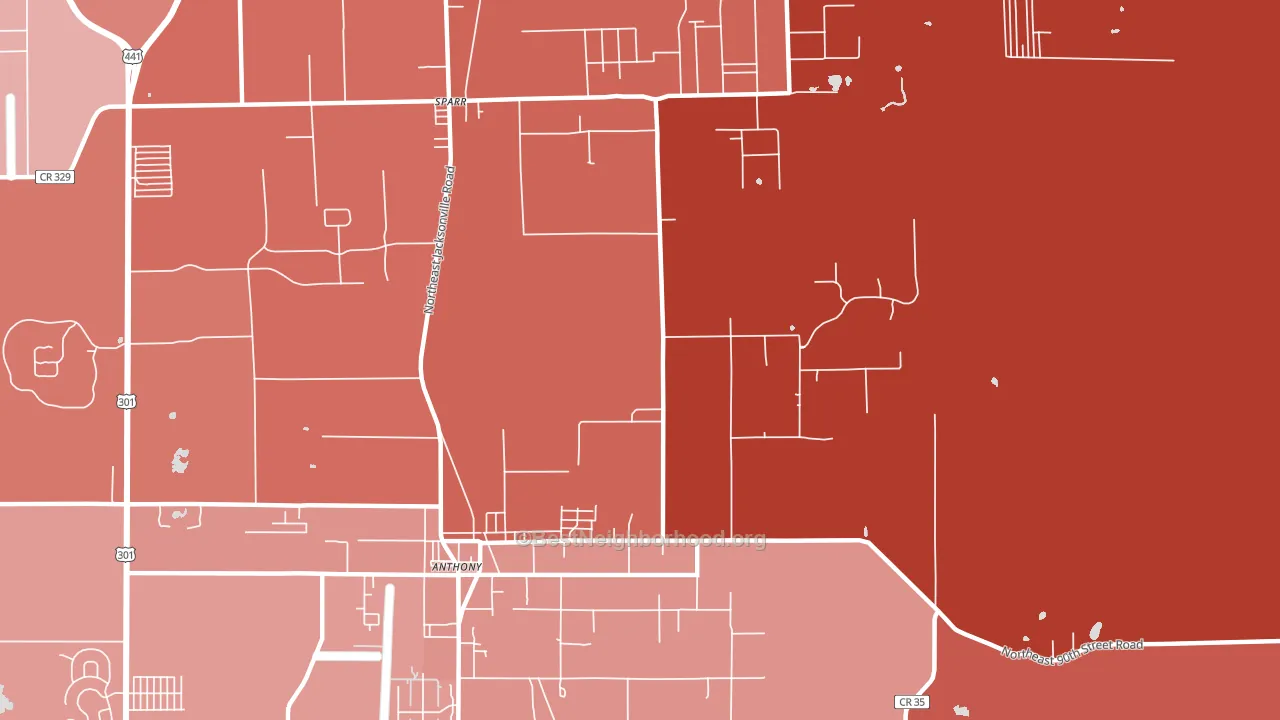 32617, FL block-group political-lean map
