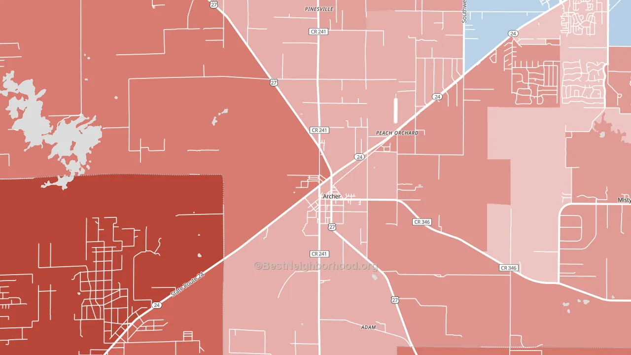 32618, FL block-group political-lean map