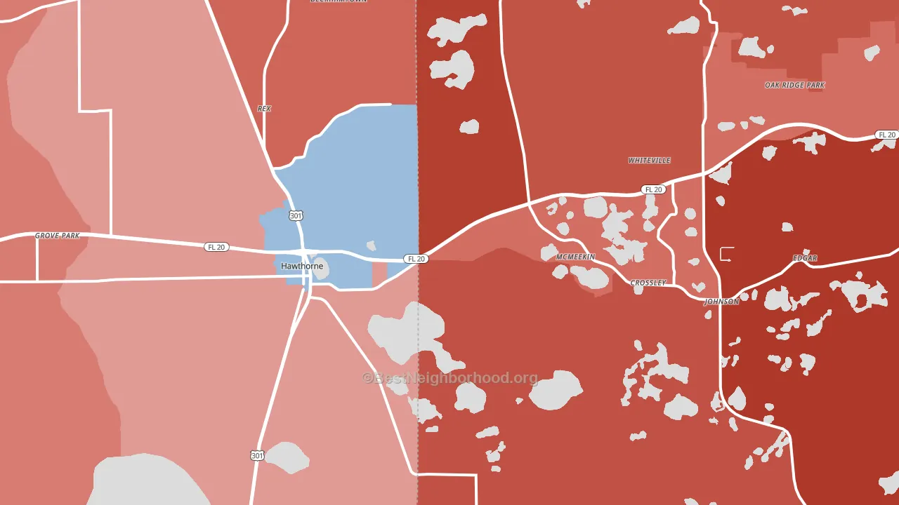 32640, FL block-group political-lean map