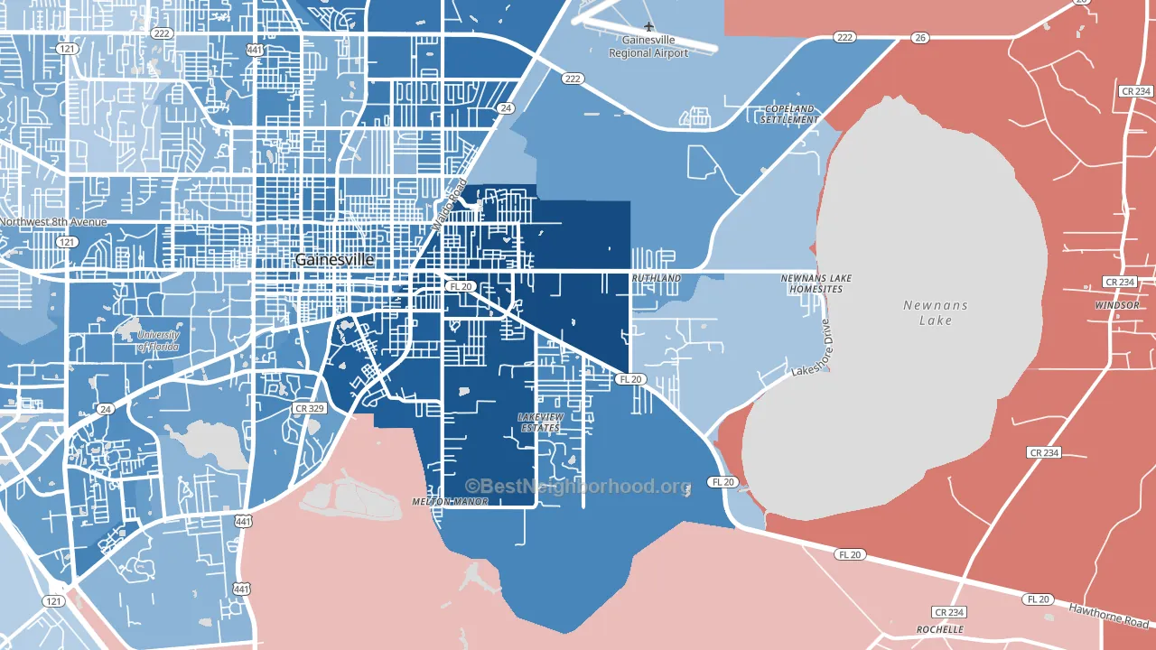 32641, FL block-group political-lean map