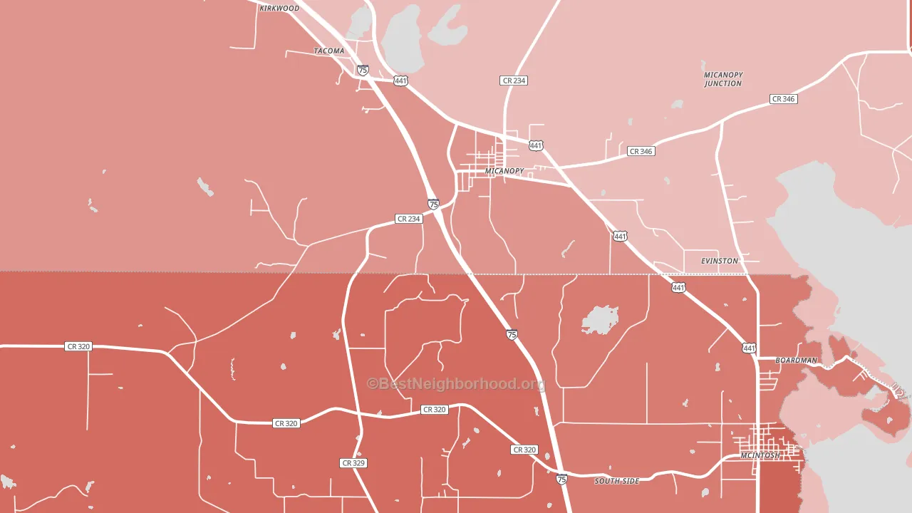 32667, FL block-group political-lean map