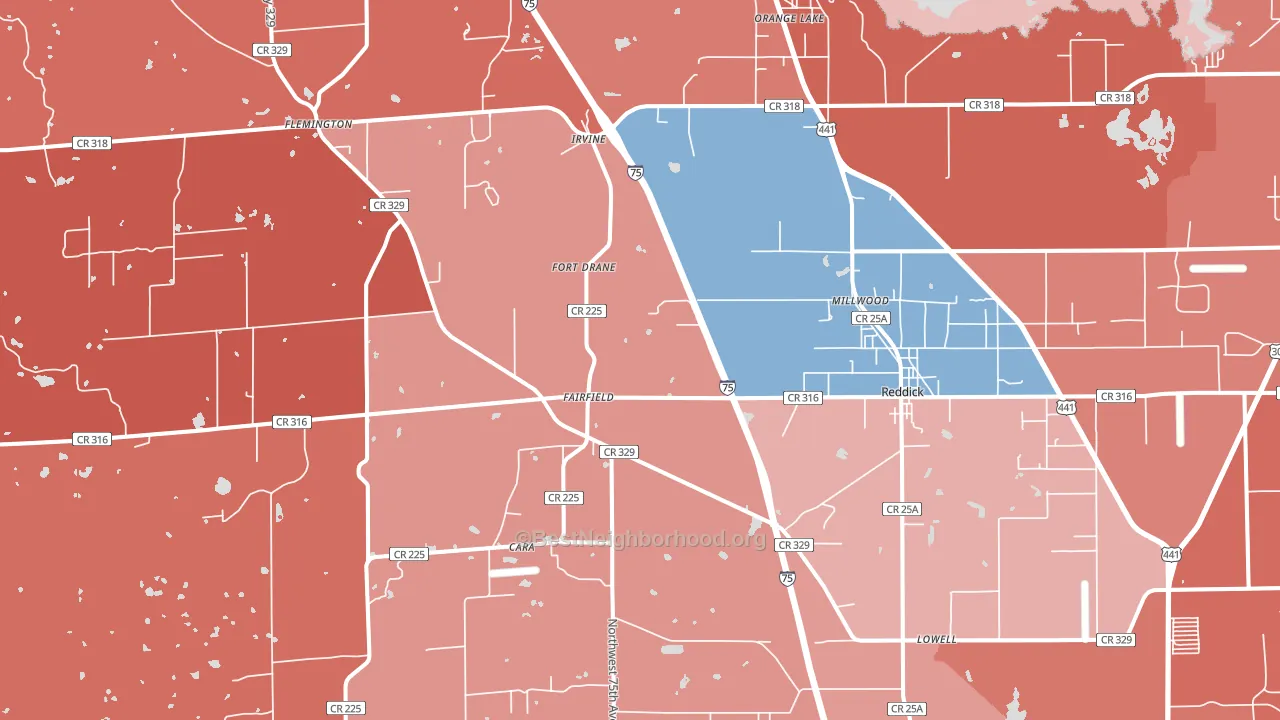 32686, FL block-group political-lean map
