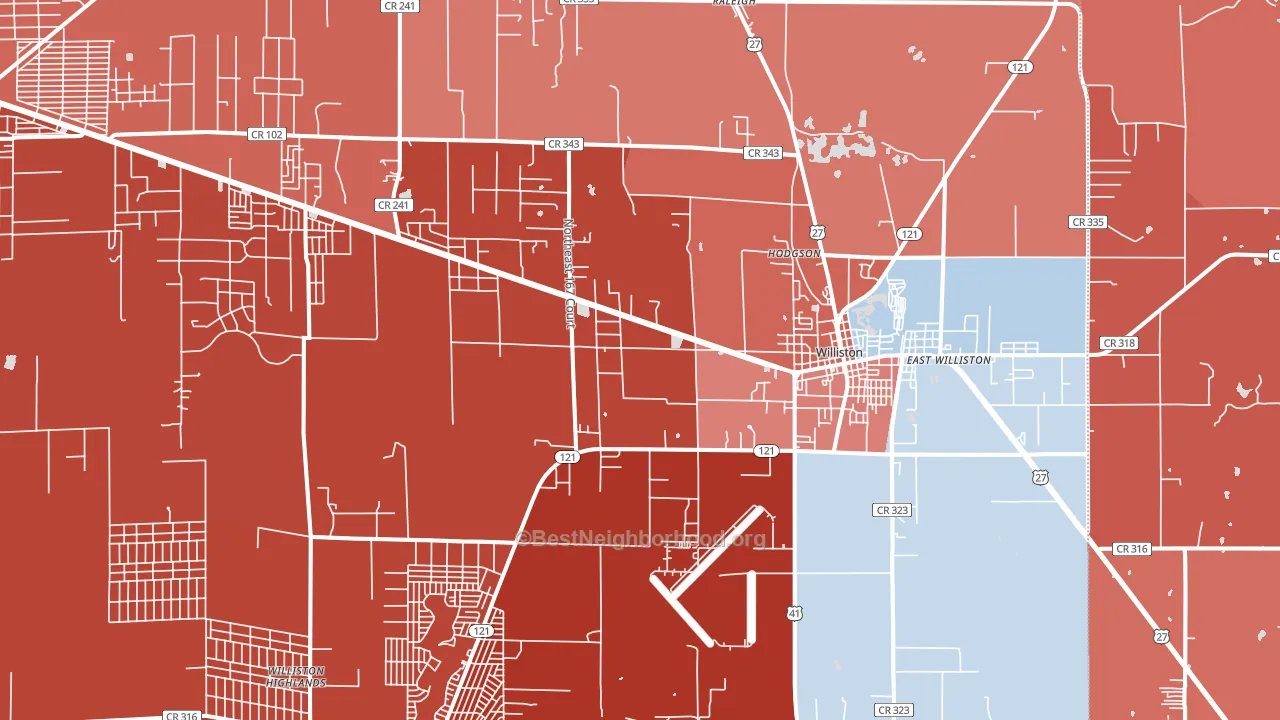 32696, FL block-group political-lean map