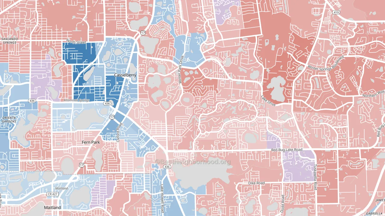 32707, FL block-group political-lean map