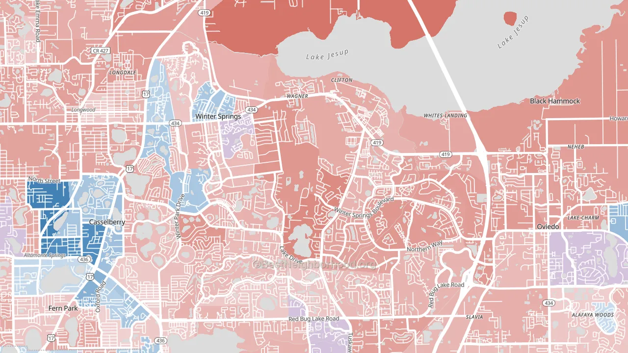32708, FL block-group political-lean map