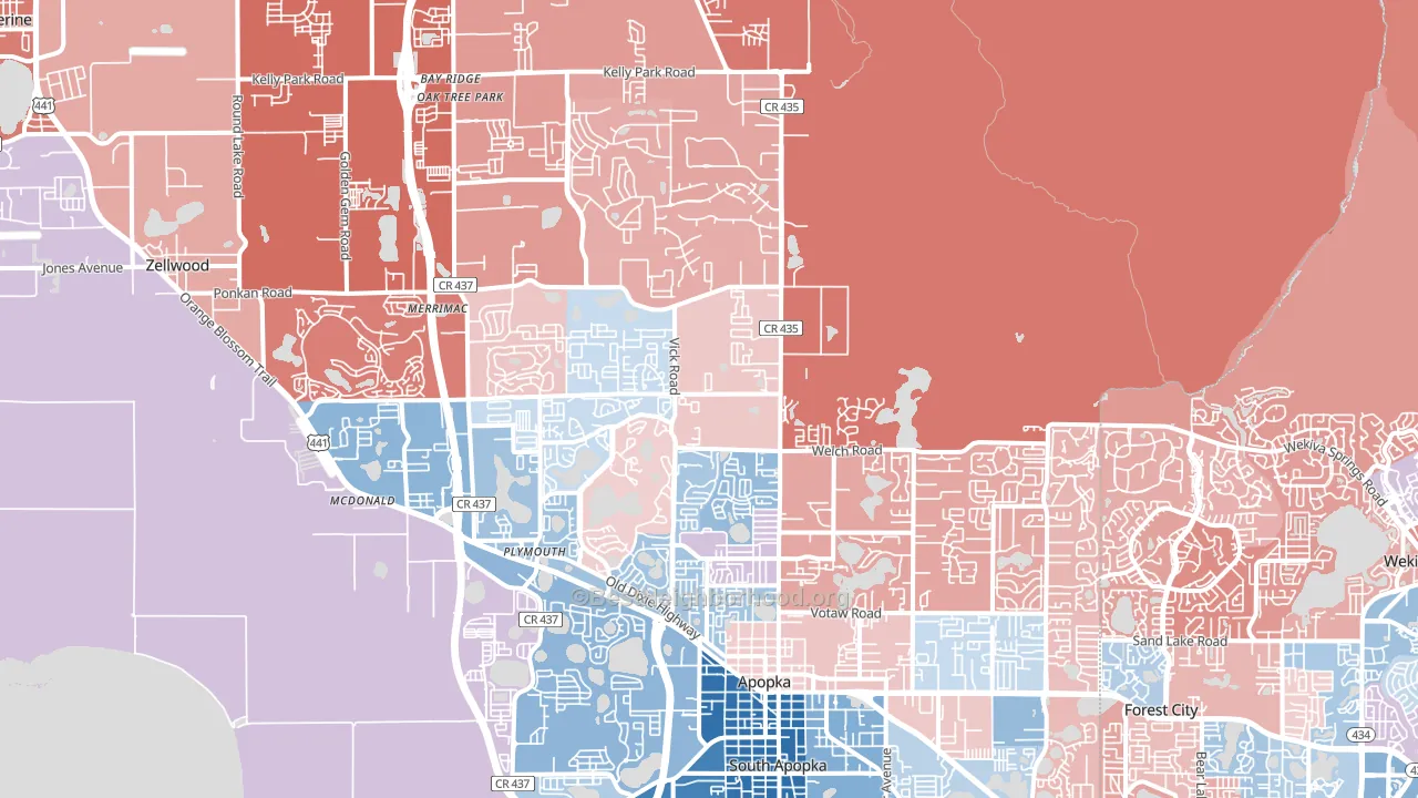 32712, FL block-group political-lean map