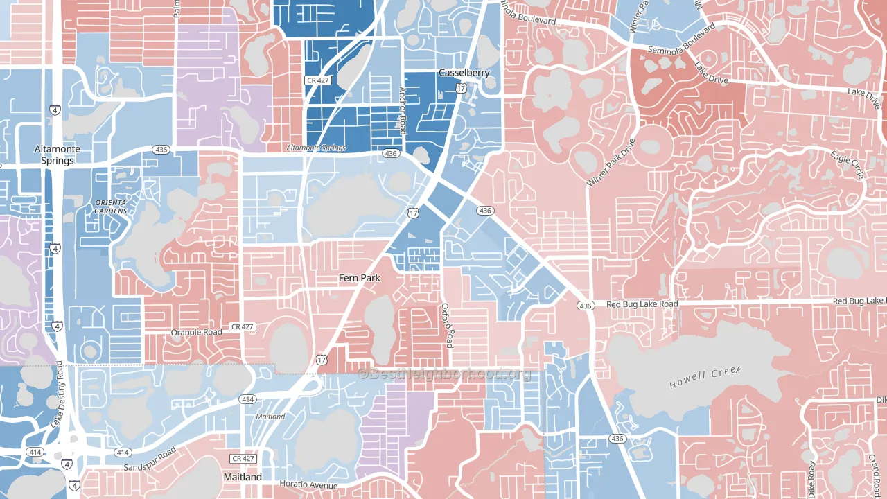 32730, FL block-group political-lean map