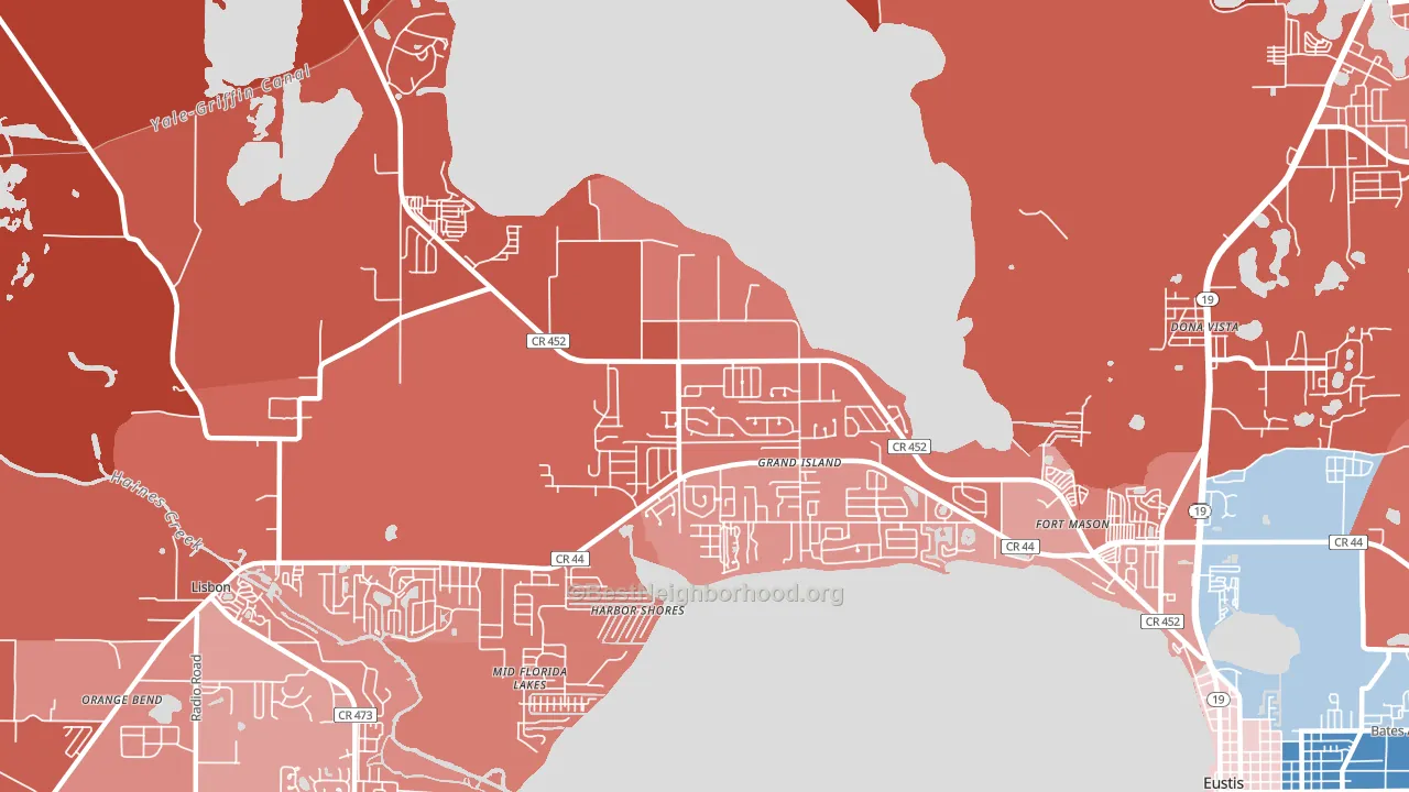 32735, FL block-group political-lean map