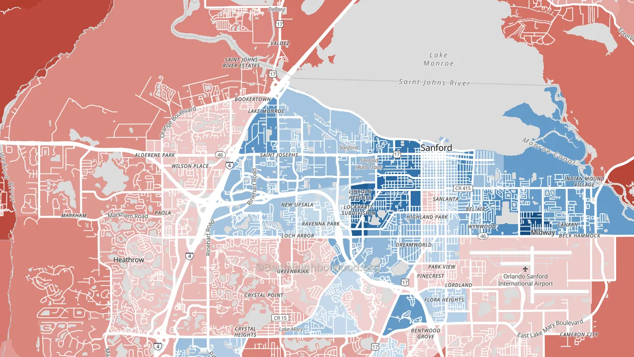 32771, FL block-group political-lean map