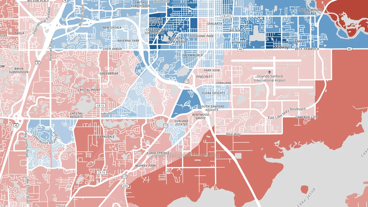 32773, FL block-group political-lean map