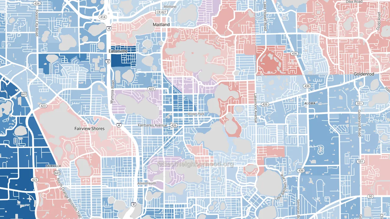 32789, FL block-group political-lean map