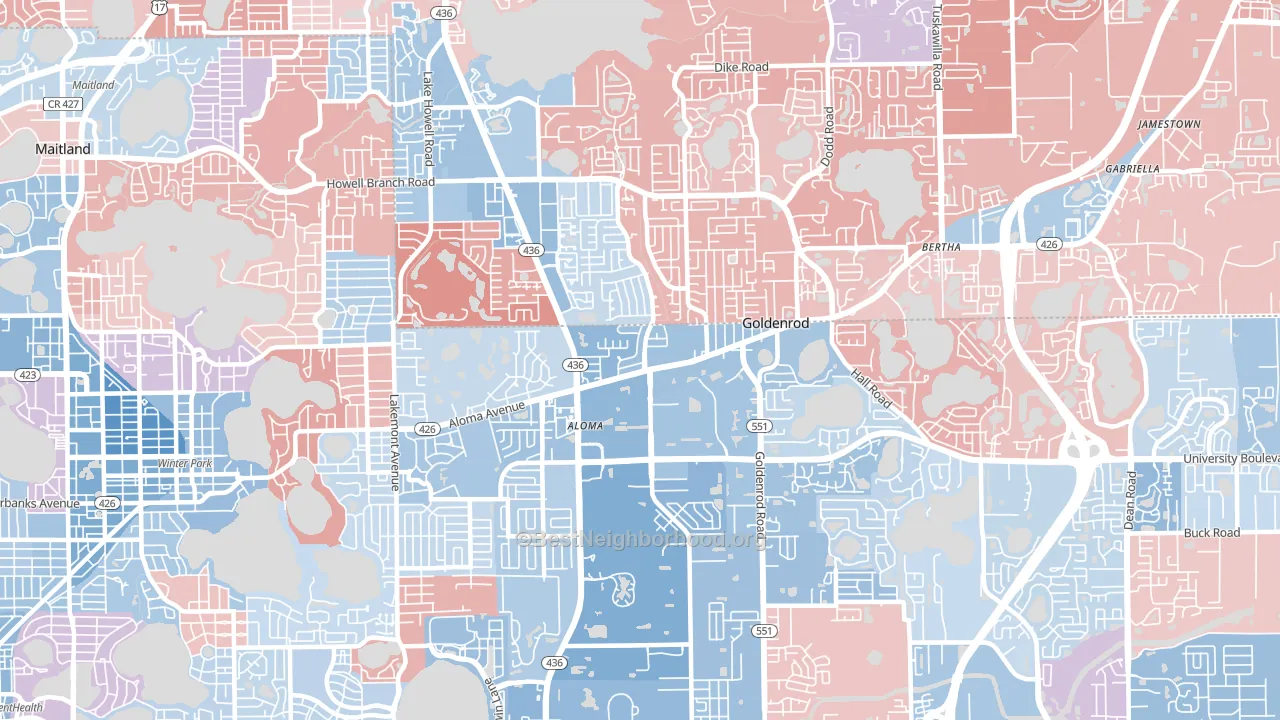 32792, FL block-group political-lean map