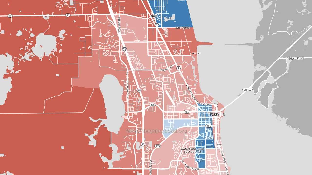 32796, FL block-group political-lean map