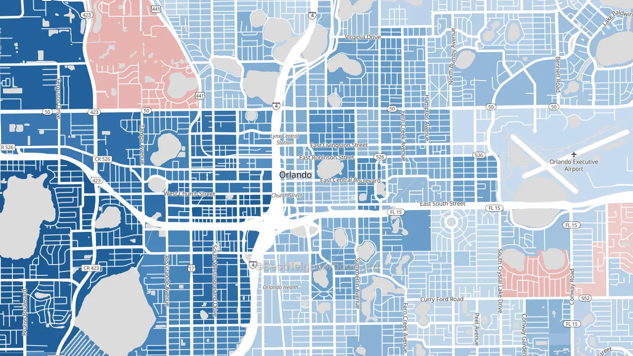 32801, FL block-group political-lean map