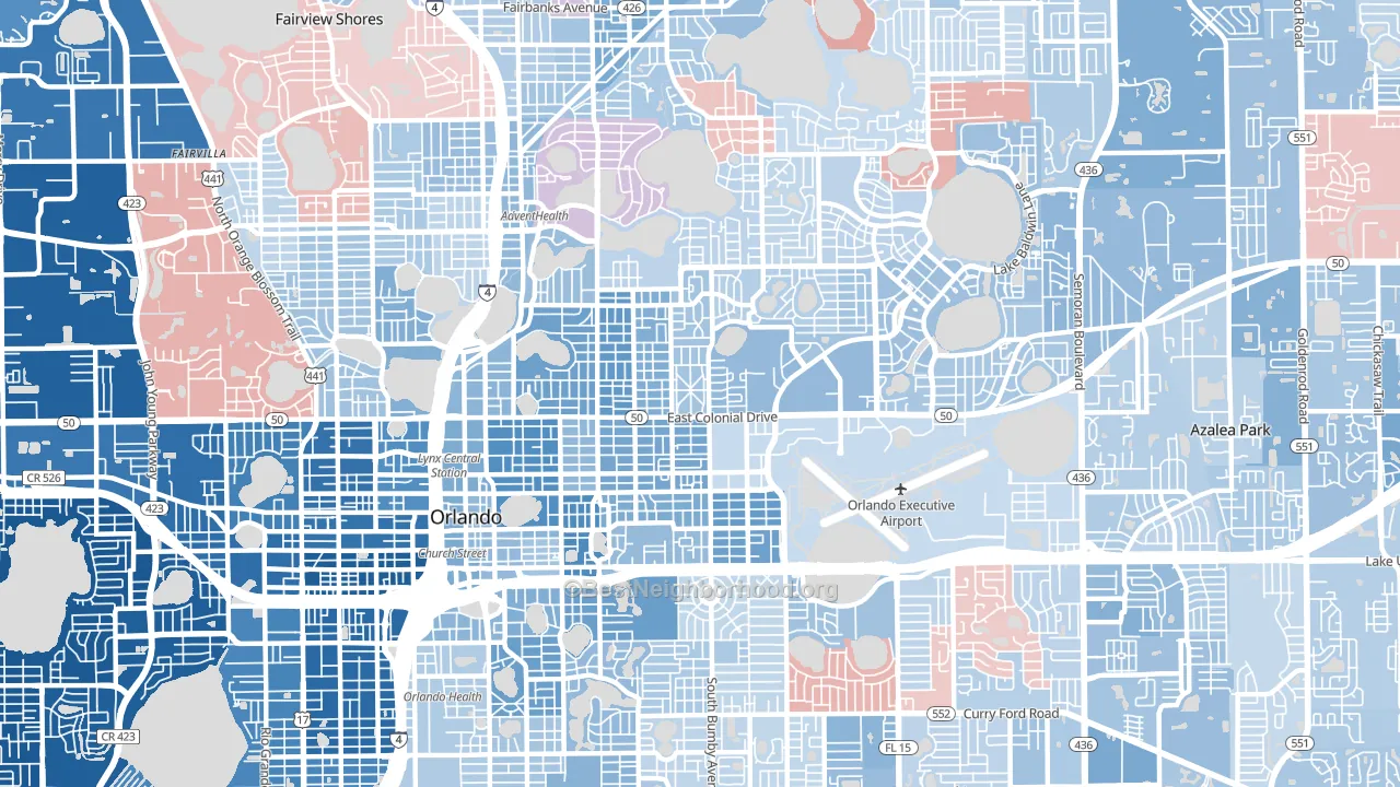 32803, FL block-group political-lean map