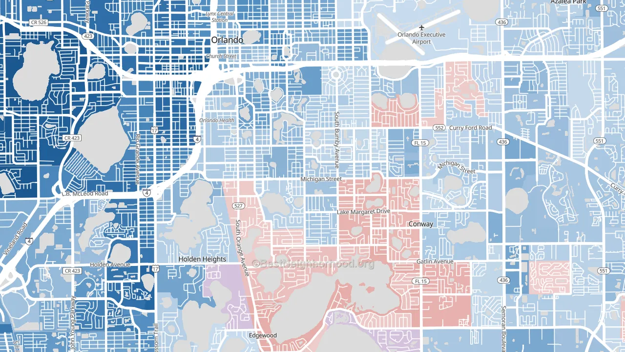 32806, FL block-group political-lean map