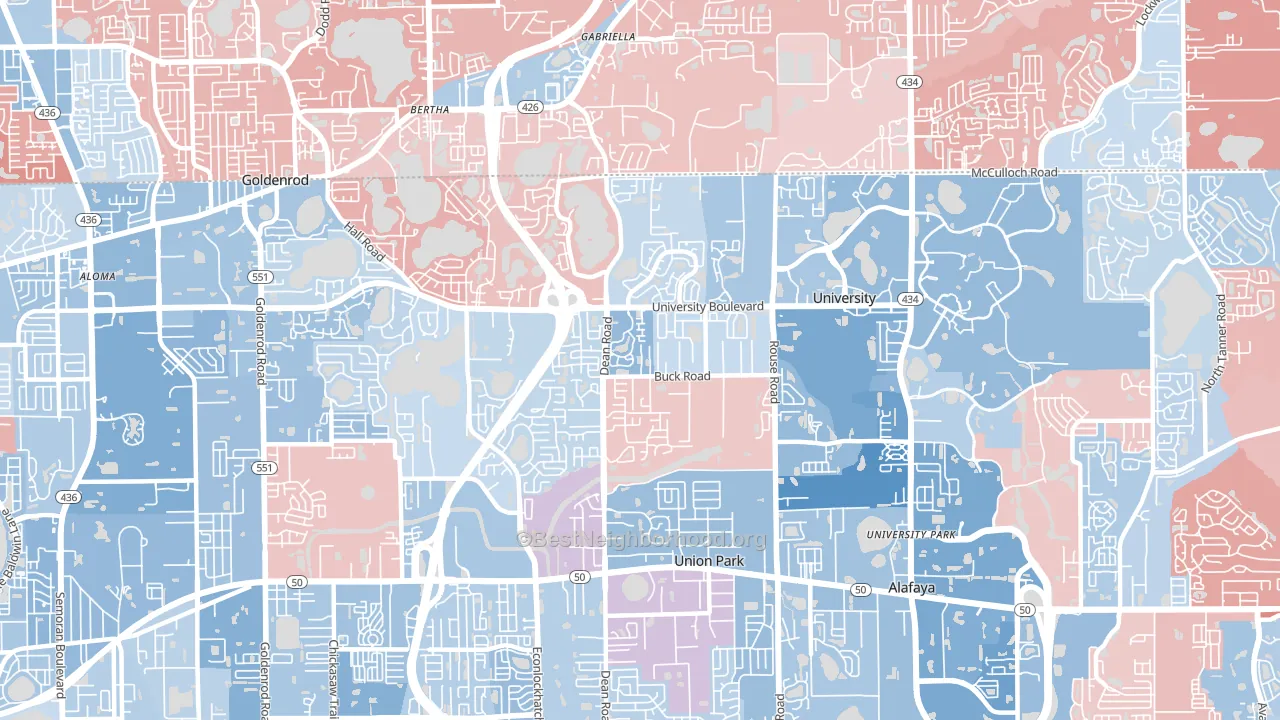 32817, FL block-group political-lean map