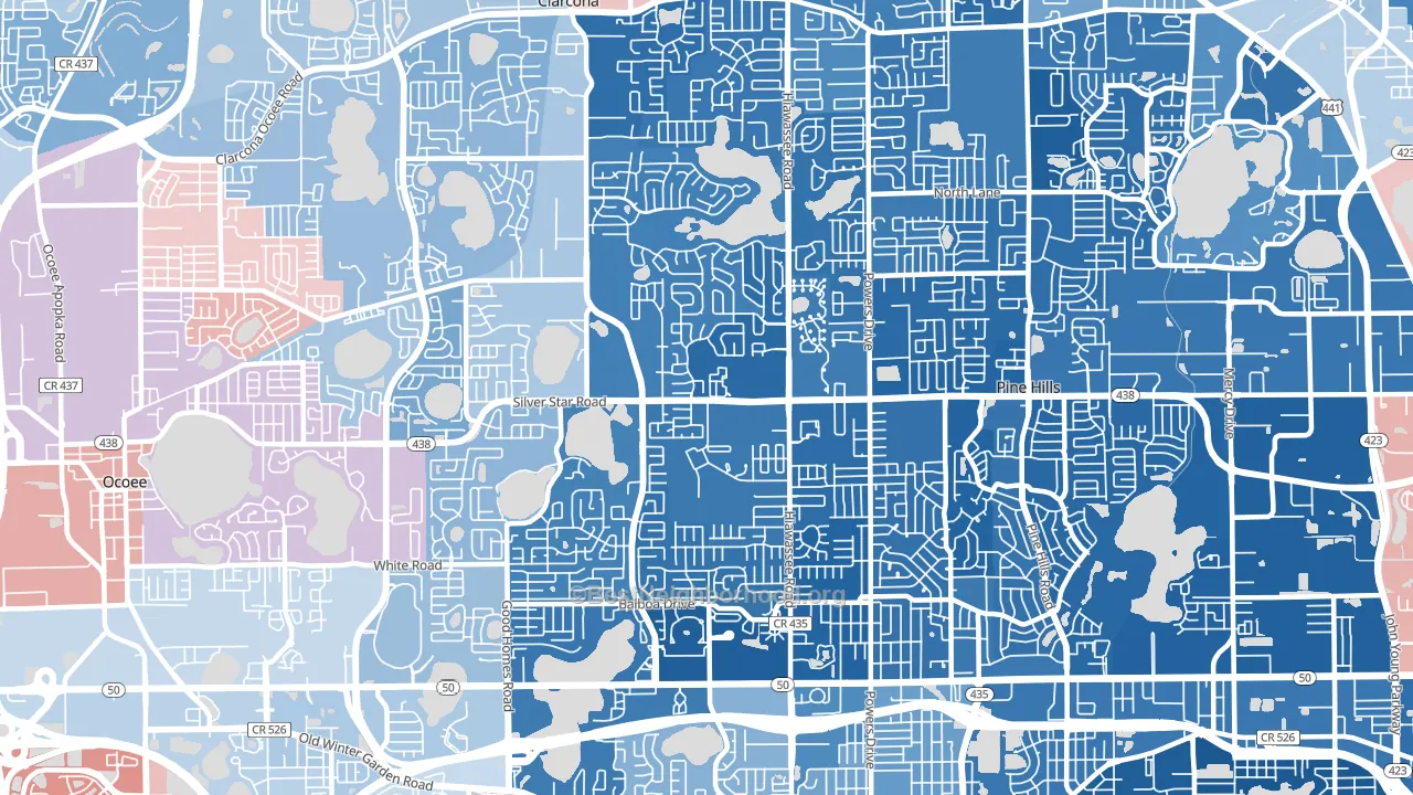 32818, FL block-group political-lean map