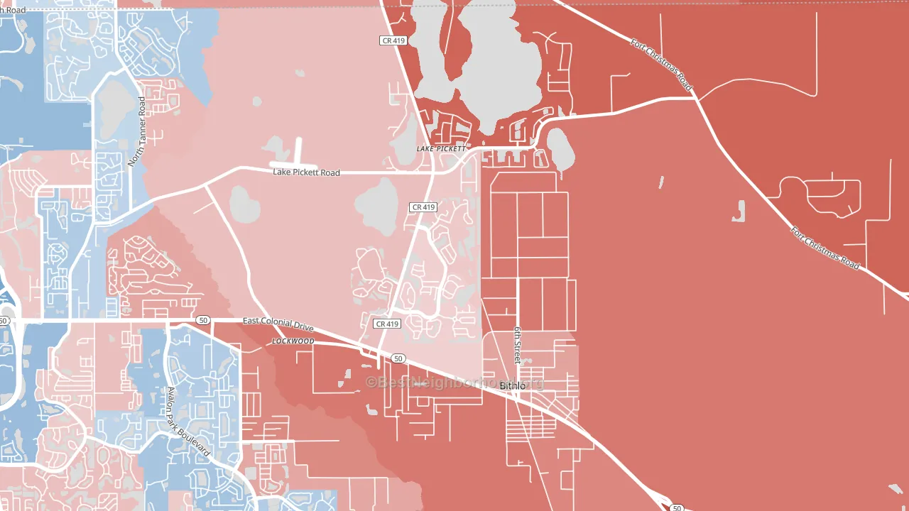 32820, FL block-group political-lean map