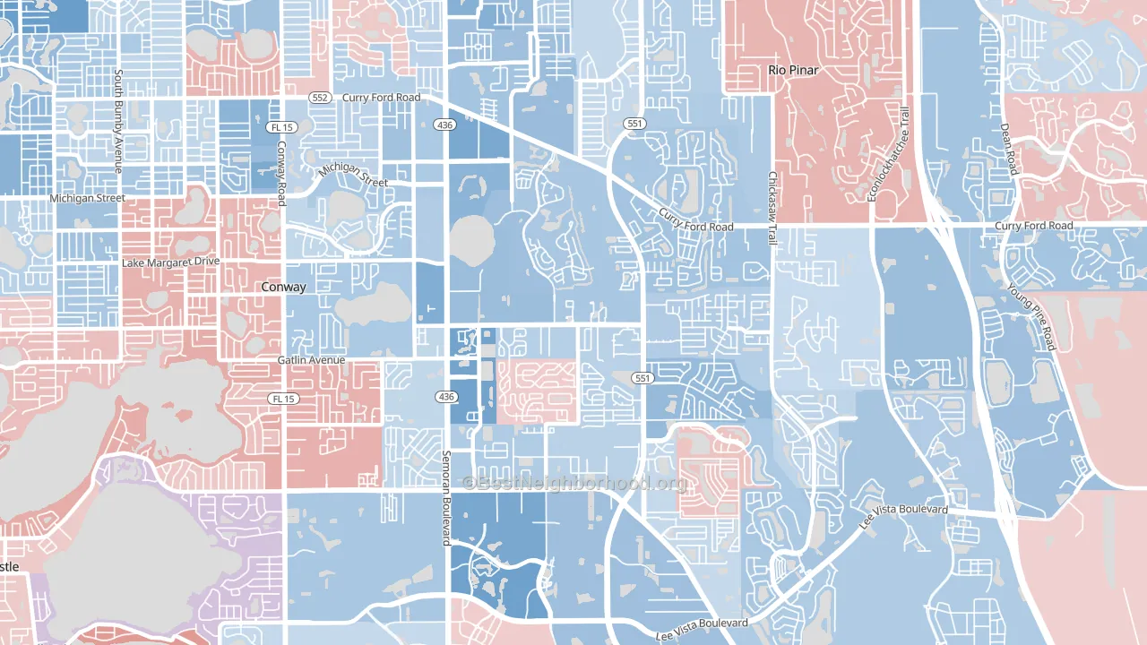32822, FL block-group political-lean map