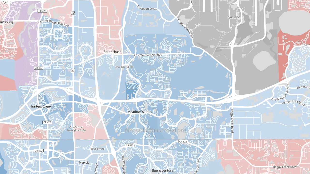 32824, FL block-group political-lean map