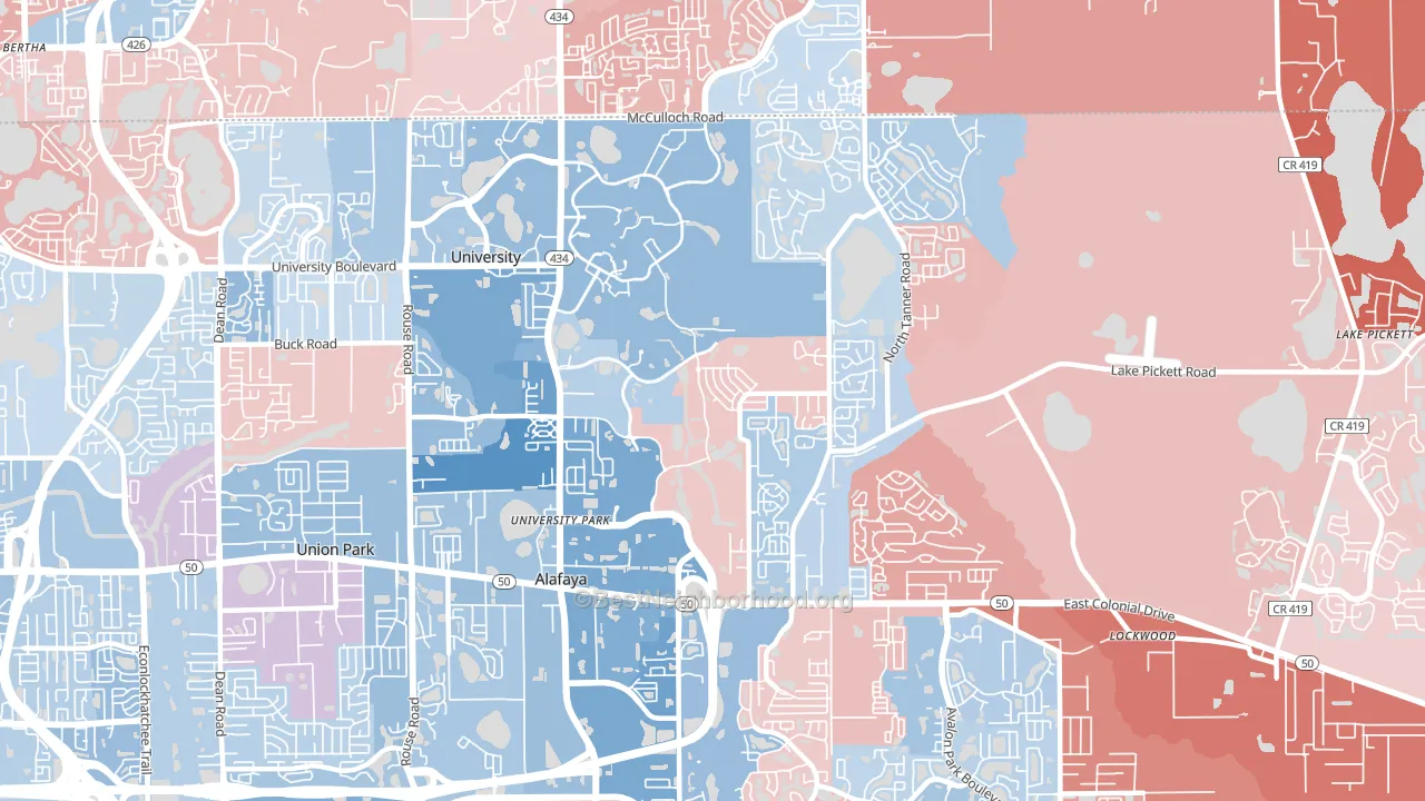 32826, FL block-group political-lean map