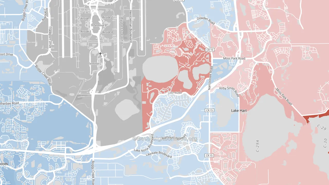 32827, FL block-group political-lean map