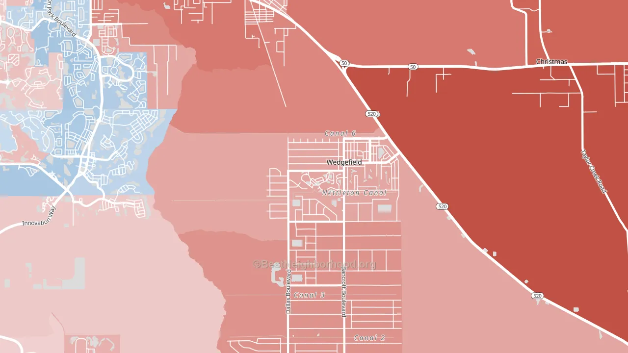 32833, FL block-group political-lean map