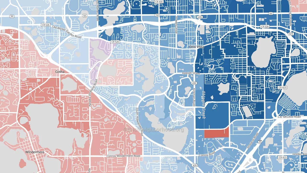 32835, FL block-group political-lean map