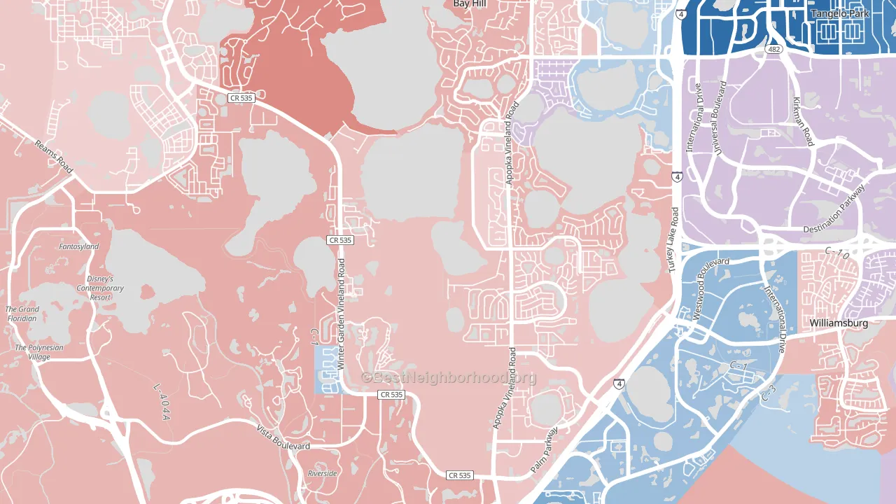 32836, FL block-group political-lean map