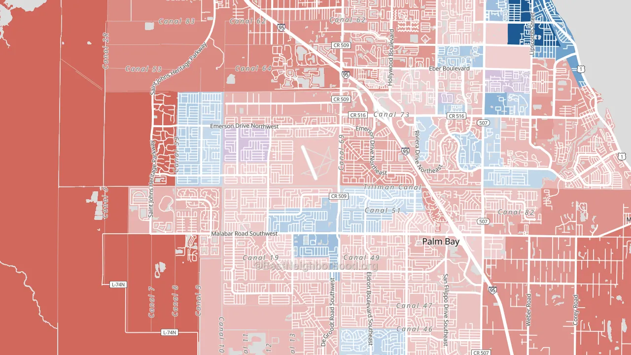 32907, FL block-group political-lean map