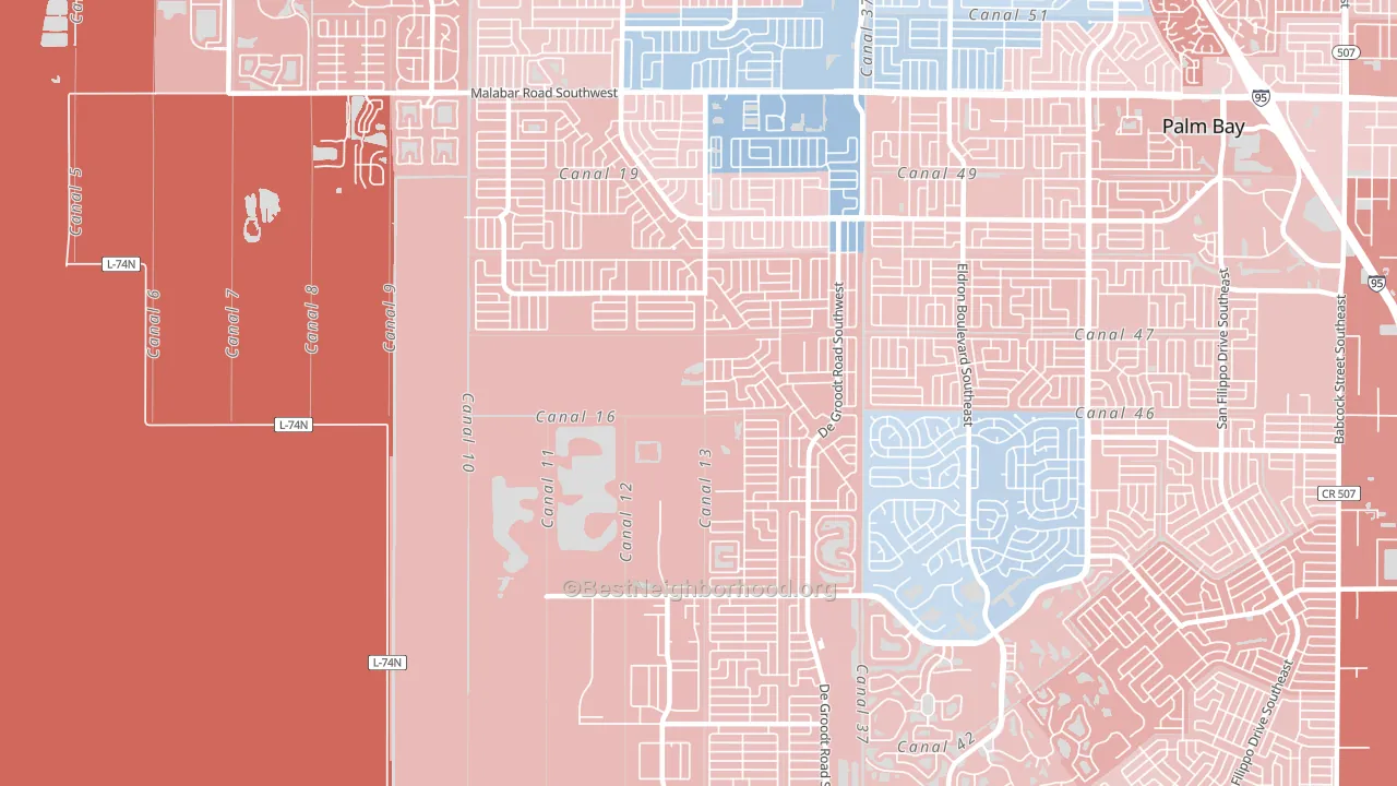 32908, FL block-group political-lean map
