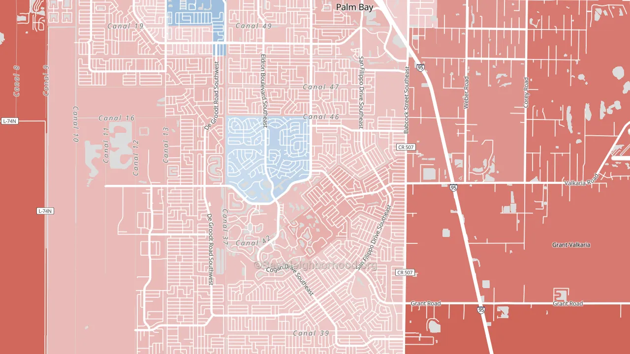 32909, FL block-group political-lean map
