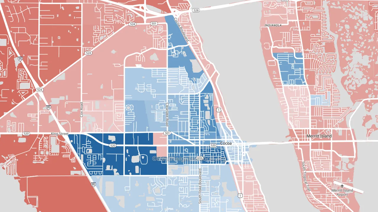 32922, FL block-group political-lean map