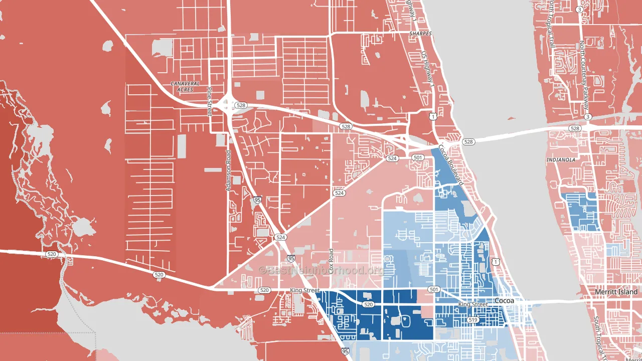 32926, FL block-group political-lean map