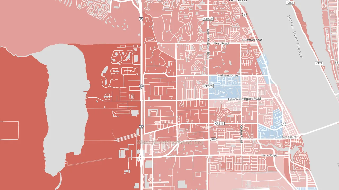 32934, FL block-group political-lean map