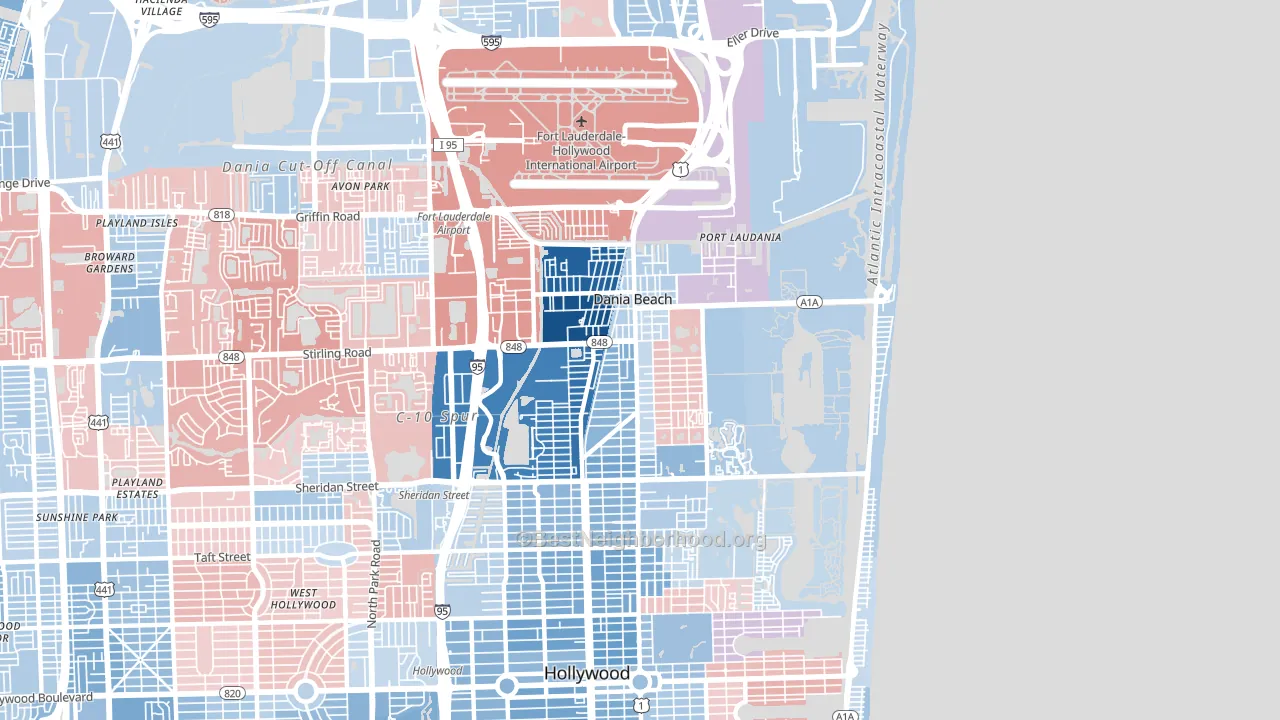 33004, FL block-group political-lean map