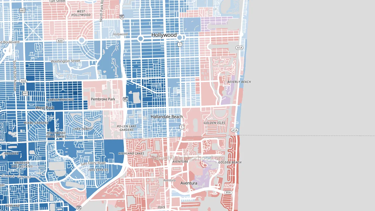 33009, FL block-group political-lean map