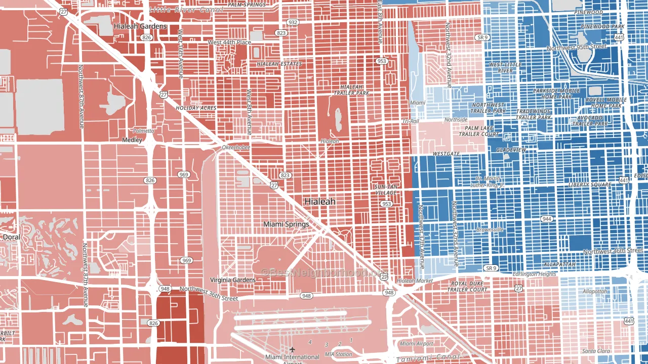 33010, FL block-group political-lean map