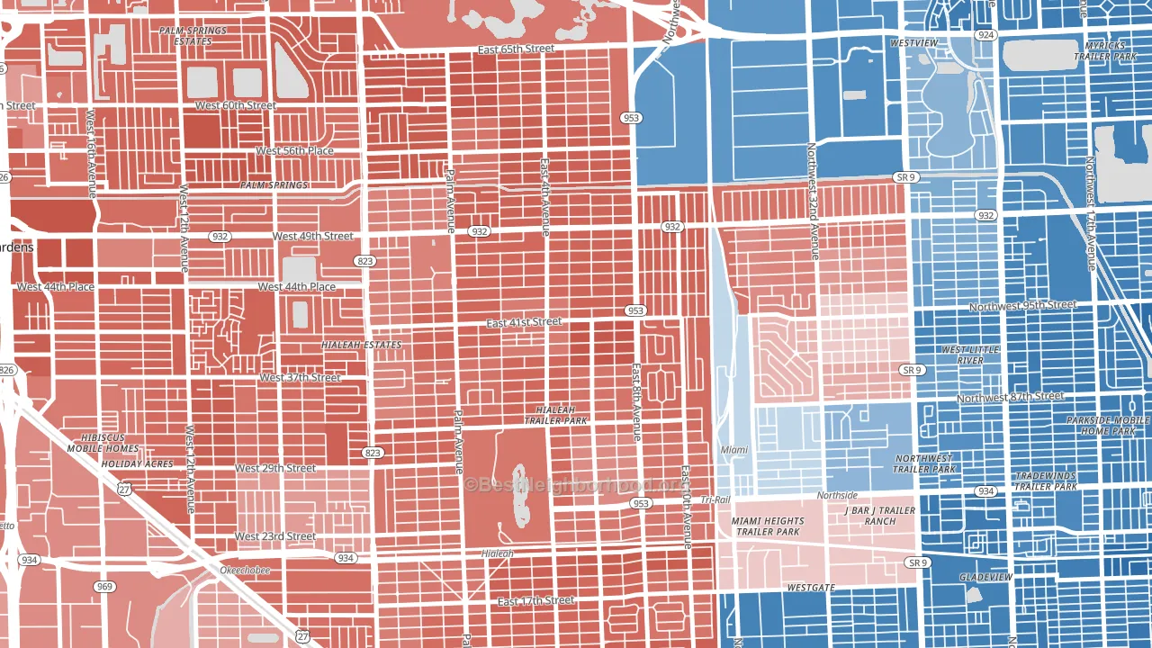 33013, FL block-group political-lean map