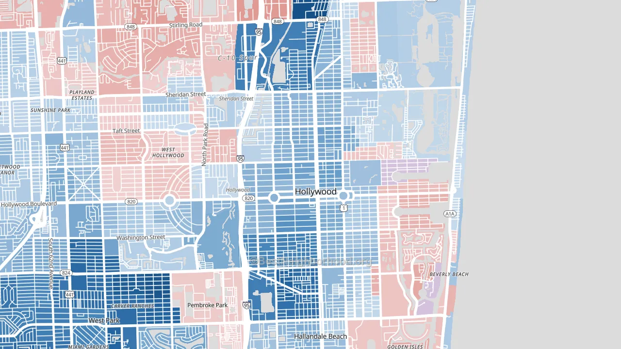 33020, FL block-group political-lean map